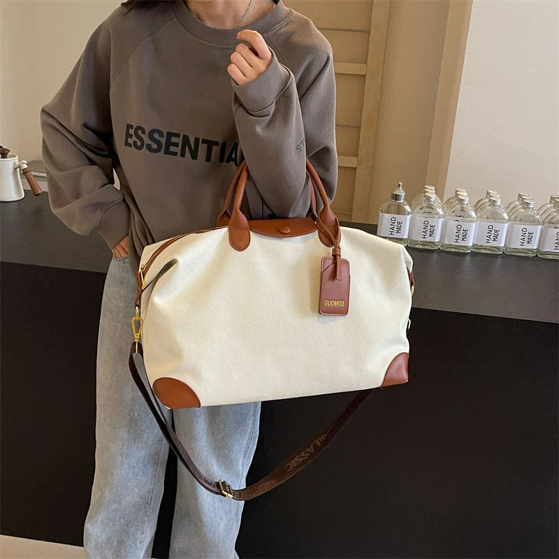 Weekender Bag Canvas With Organizer Pockets & Adjustable Strap