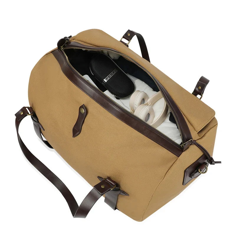 Weekender Bag Spacious Canvas Multiple Pockets