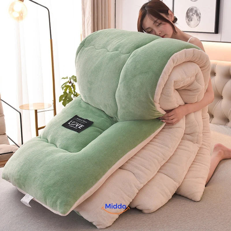 Weighted Blanket Wool-Filled Velvet Cover Reversible Comfort