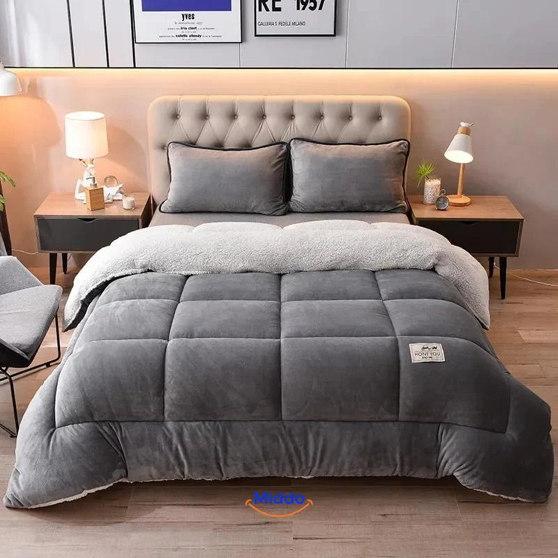 Weighted Blanket Wool-Filled Velvet Cover Reversible Comfort