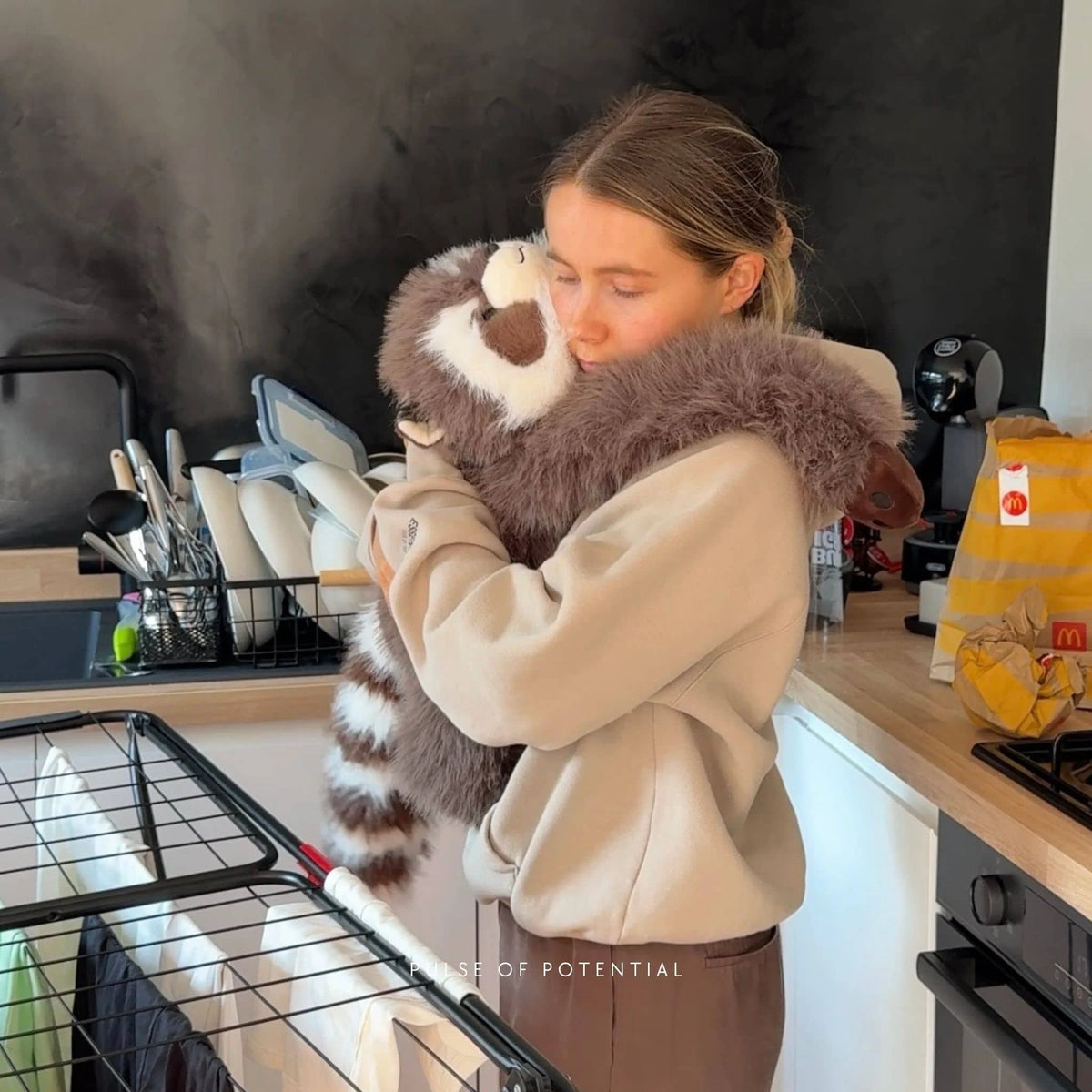 Weighted Raccoon Plush Extra-Long Hugging Arms for Comfort