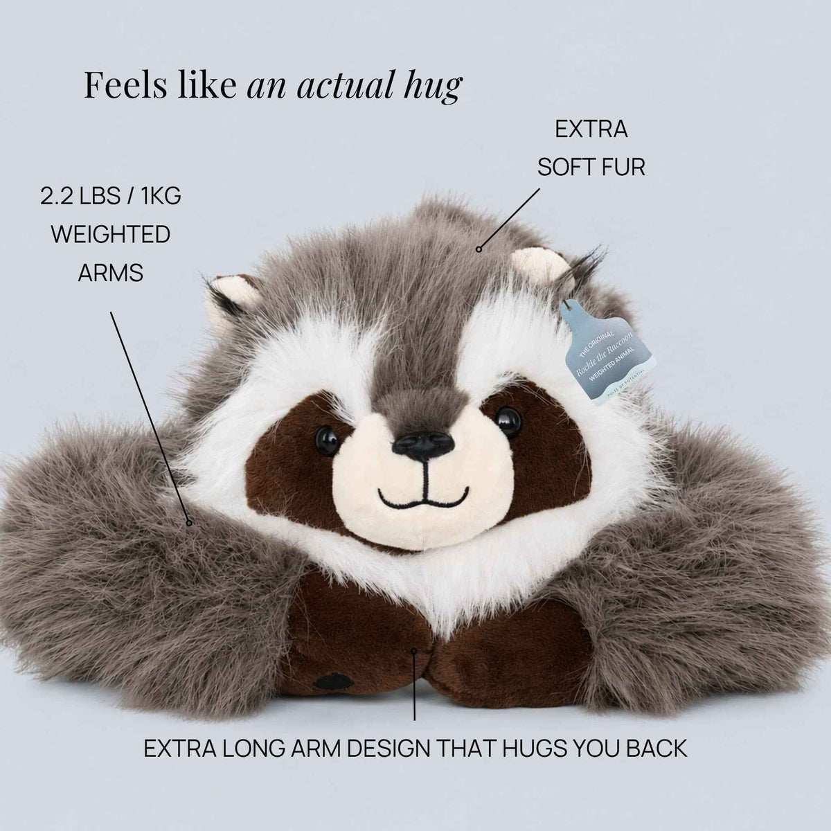 Weighted Raccoon Plush Extra-Long Hugging Arms for Comfort