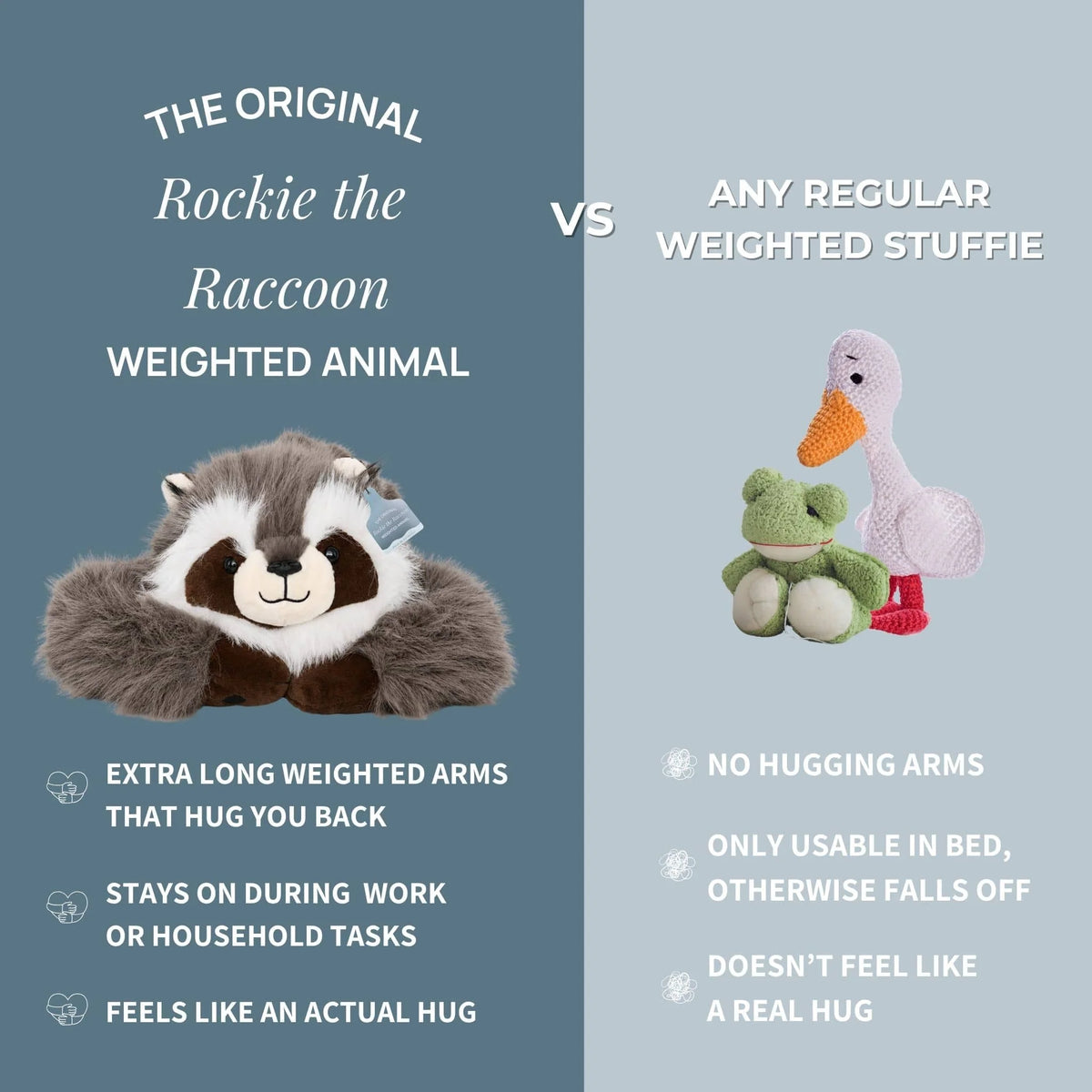 Weighted Raccoon Plush Extra-Long Hugging Arms for Comfort