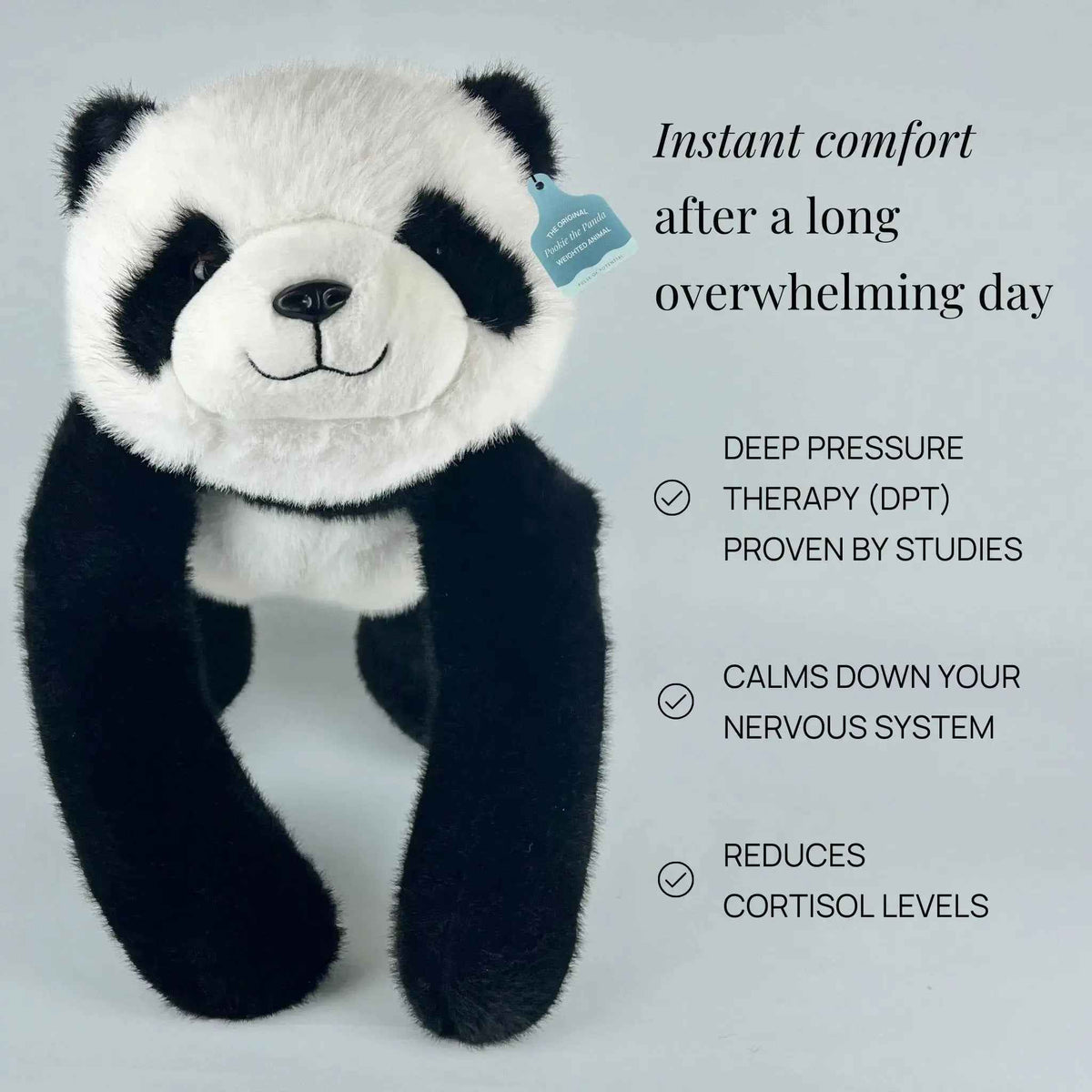 Weighted Stuffed Panda Extra-Long Hugging Arms 2.2 or 5.5 lb