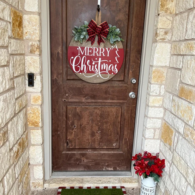 Welcome Sign Merry Christmas Wooden Rope Hanger