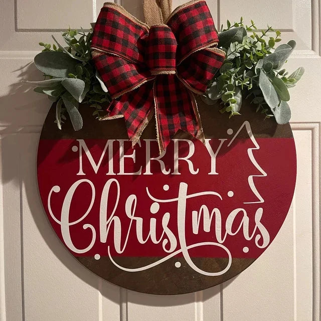 Welcome Sign Merry Christmas Wooden Rope Hanger