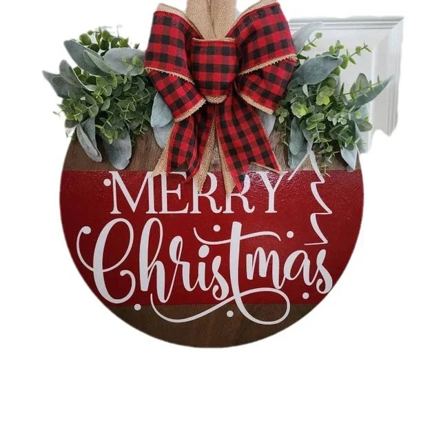 Welcome Sign Merry Christmas Wooden Rope Hanger