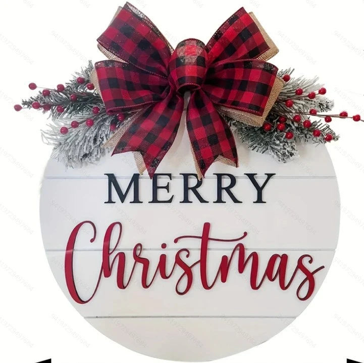 Welcome Sign Merry Christmas Wooden Rope Hanger