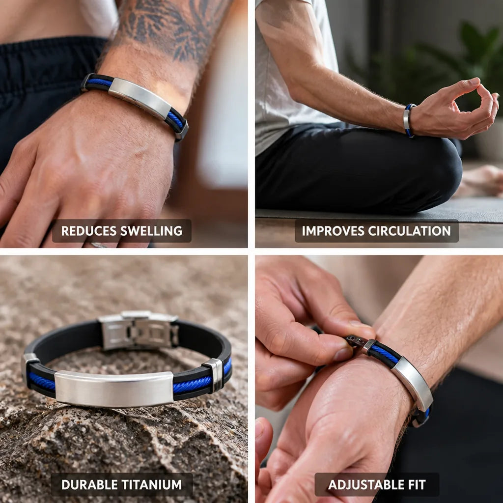 Wellness Bracelet Negative Ion Titanium Adjustable Fit