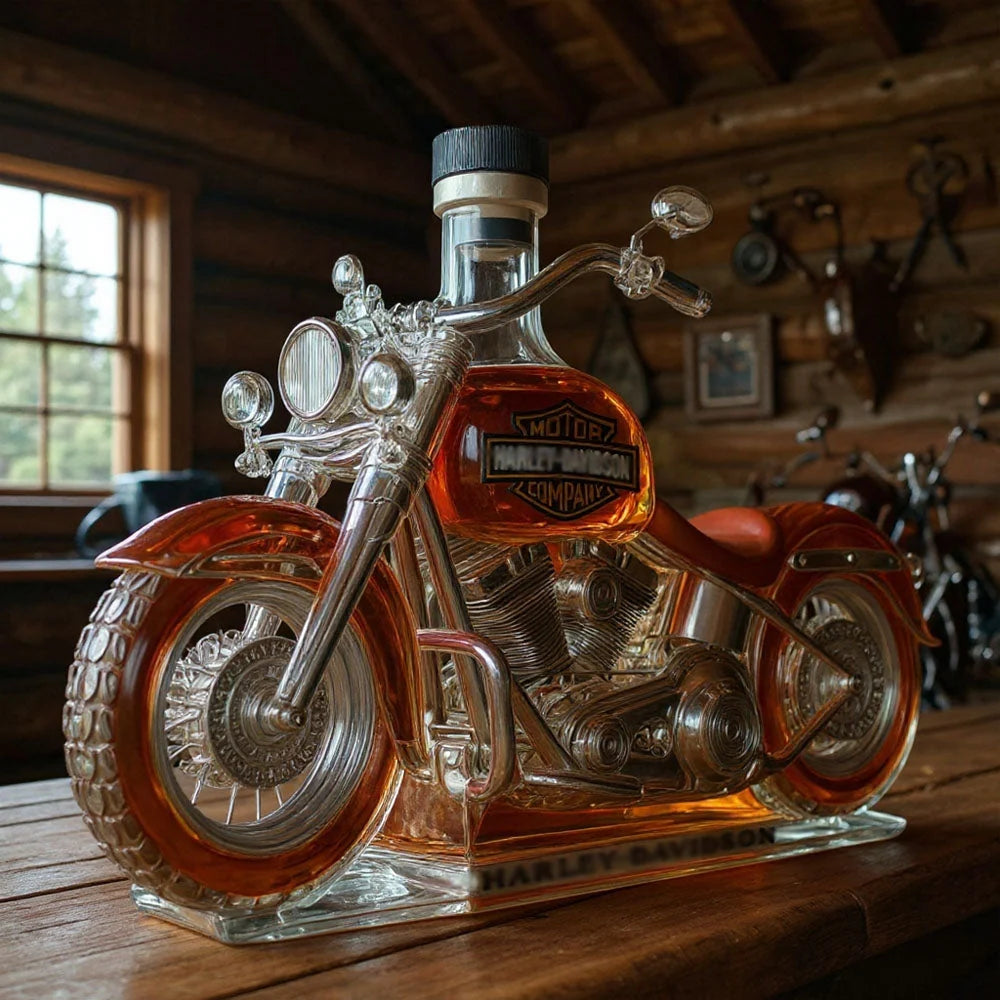 Whiskey Bottle Motorcycle-Shaped Lead-Free Glass