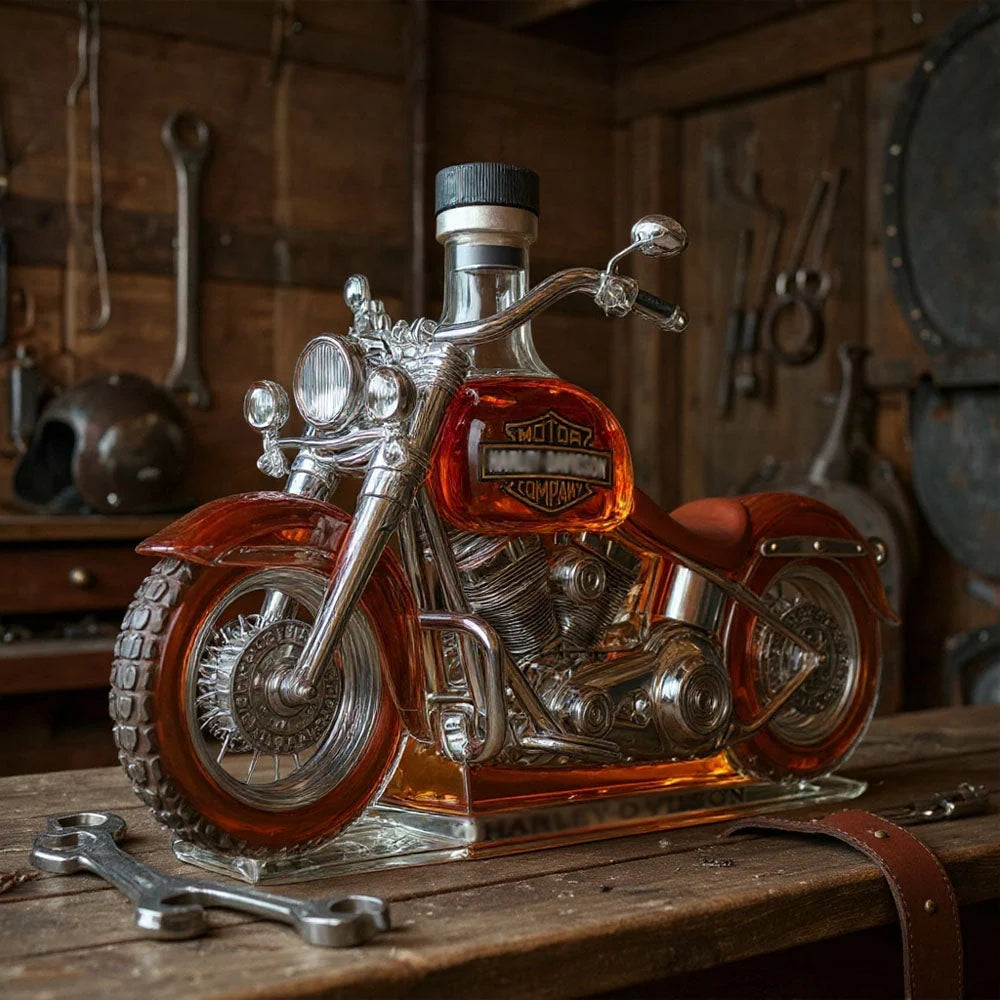 Whiskey Bottle Motorcycle-Shaped Lead-Free Glass