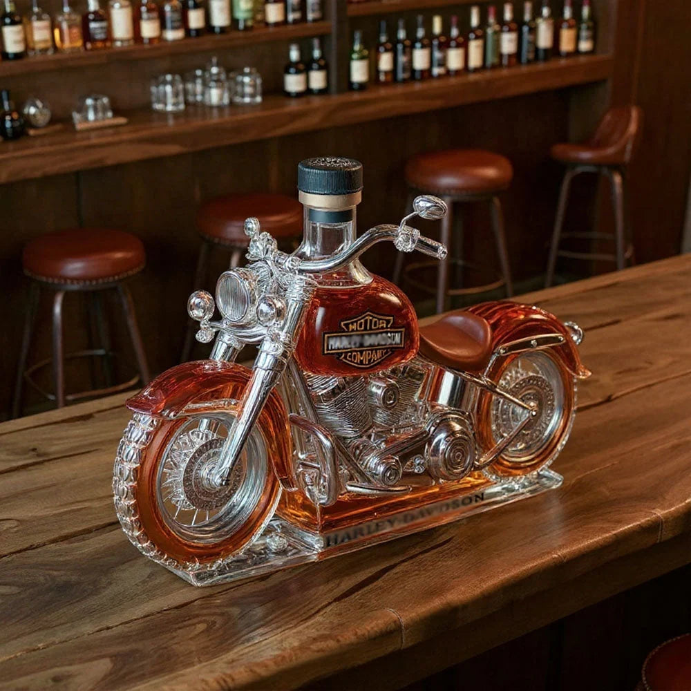 Whiskey Bottle Motorcycle-Shaped Lead-Free Glass