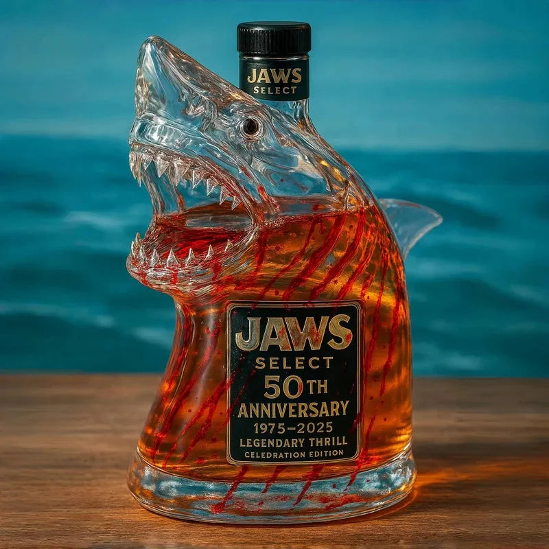 Whiskey Bottle Shark Head Design Lead-Free Glass