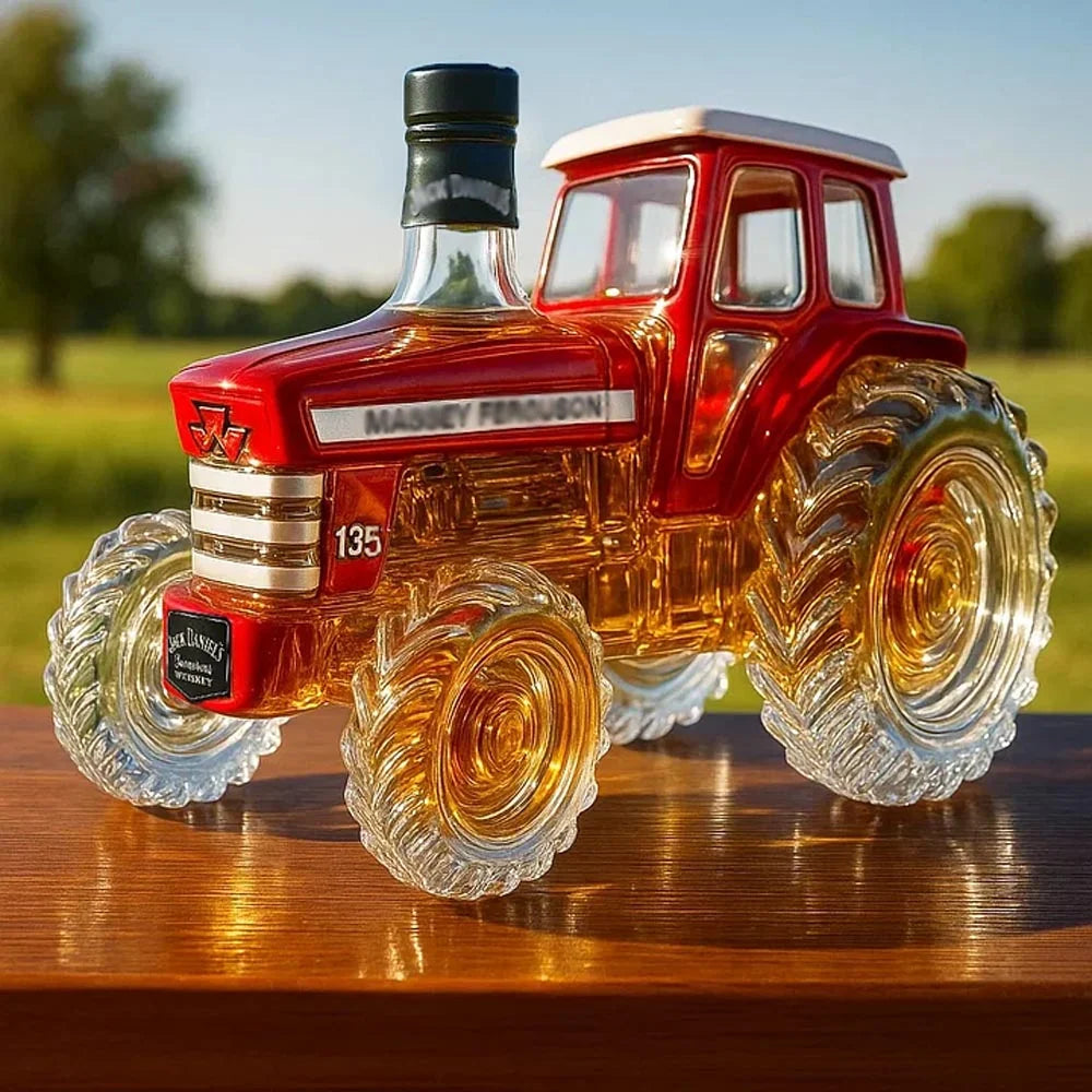 Whiskey Decanter Tractor-Shaped Lead-Free Glass