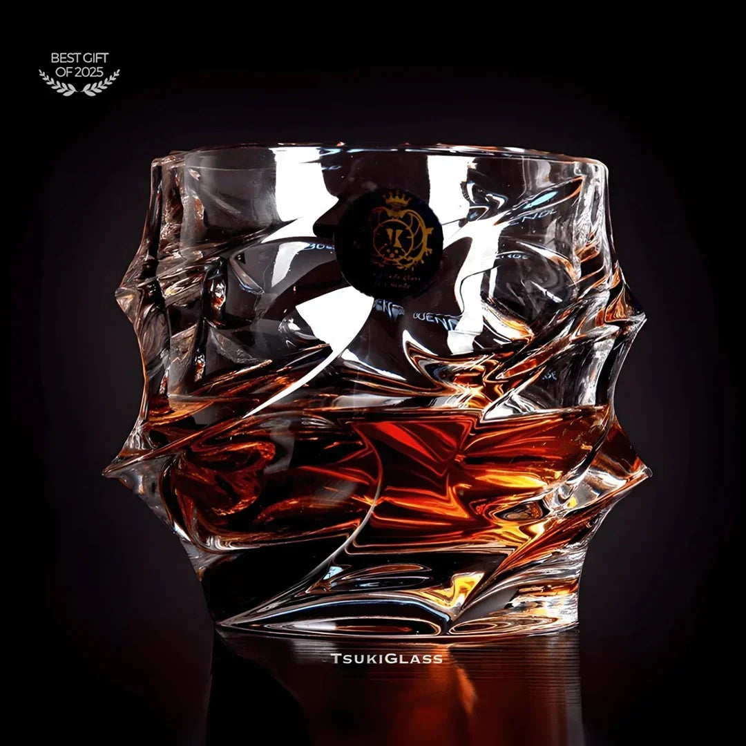 Whiskey Glasses Crystal Wave Texture Secure Grip