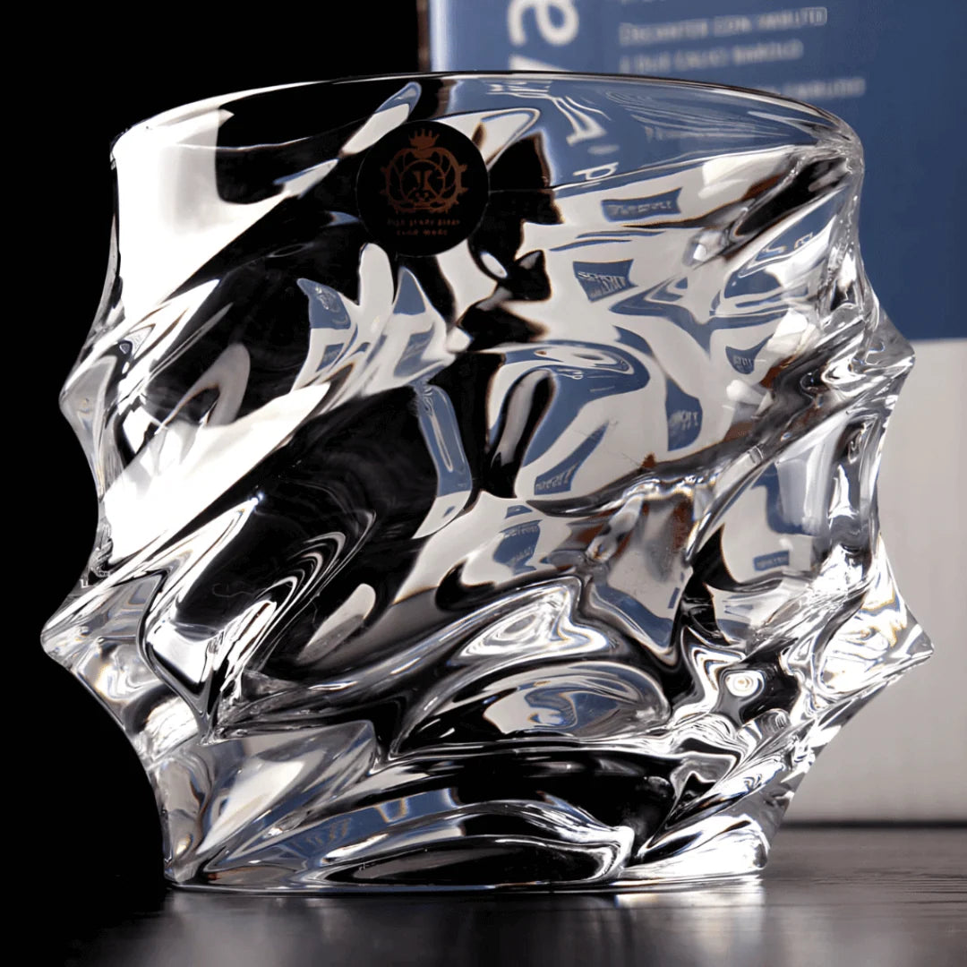 Whiskey Glasses Crystal Wave Texture Secure Grip