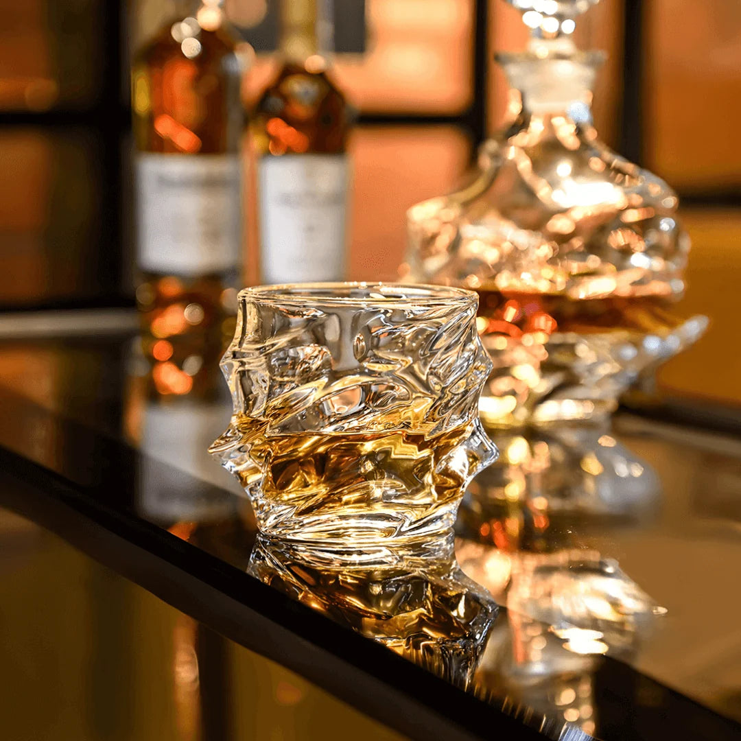 Whiskey Glasses Crystal Wave Texture Secure Grip