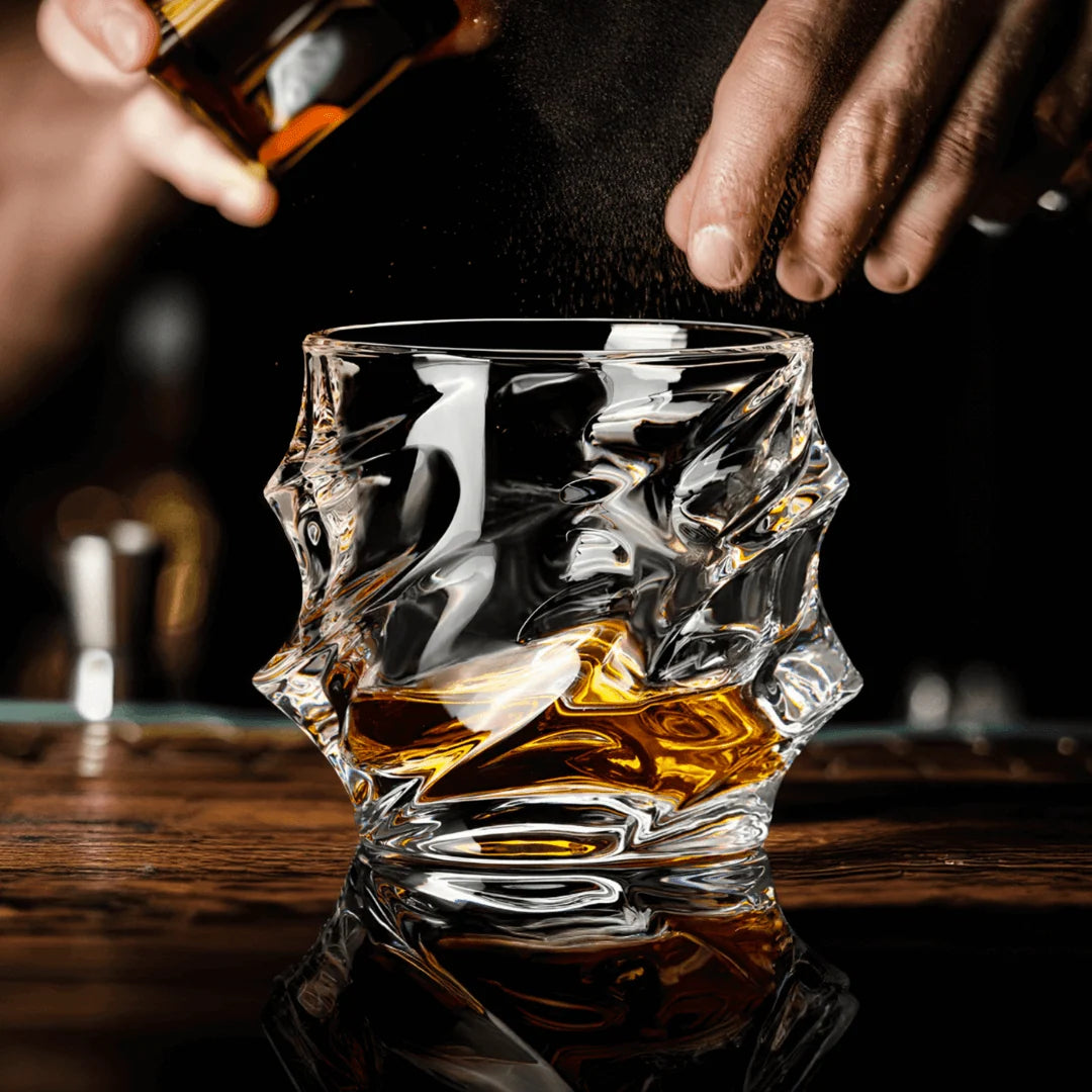 Whiskey Glasses Crystal Wave Texture Secure Grip