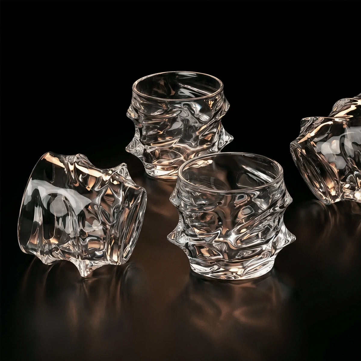Whiskey Glasses Crystal Wave Texture Secure Grip