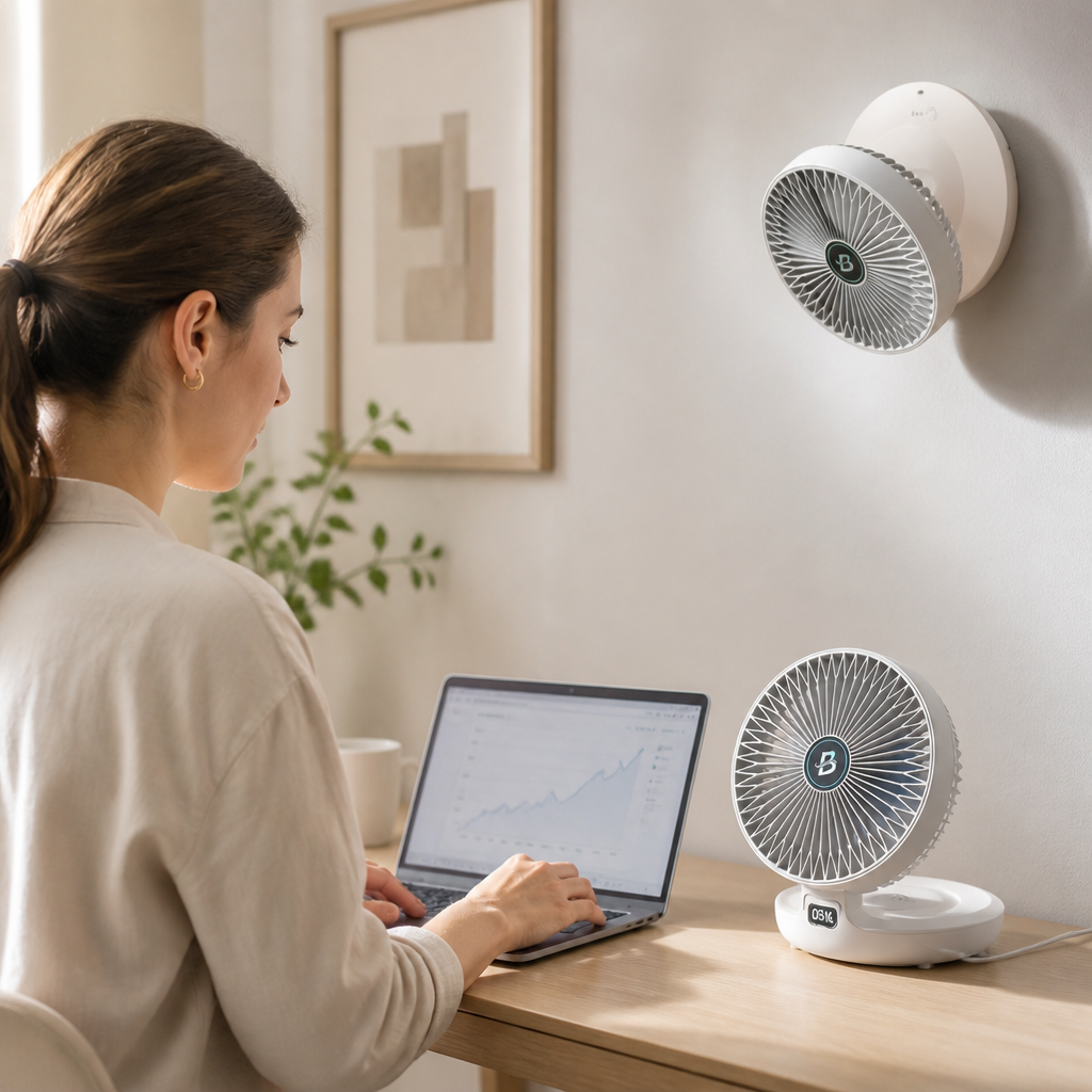 Whisper-Quiet USB & AC Fan (Wall-Mount & Freestanding)