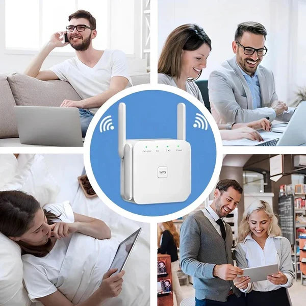 WiFi Range Extender Dual High-Gain Antennas & Plug-And-Play