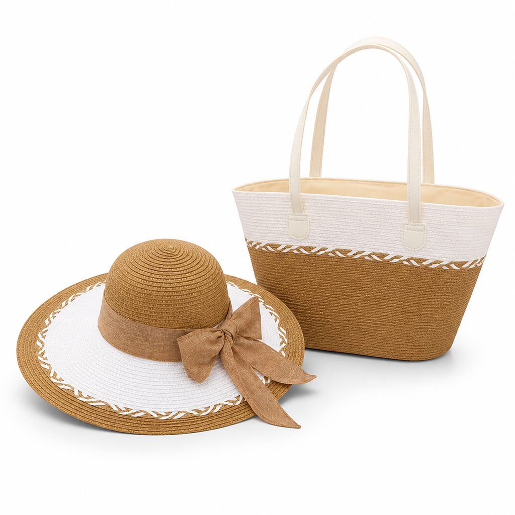 Wide-Brim UV-Protective Sun Hat & Beach Tote