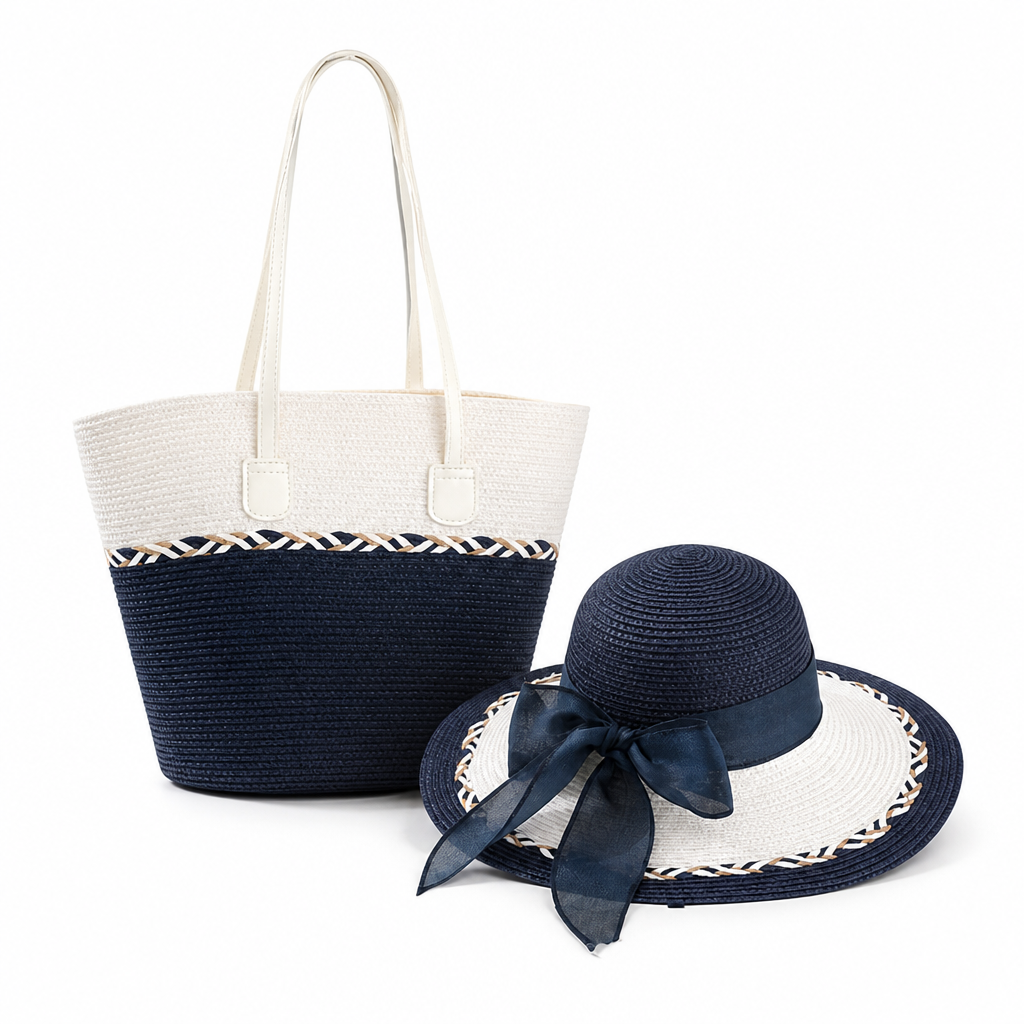 Wide-Brim UV-Protective Sun Hat & Beach Tote