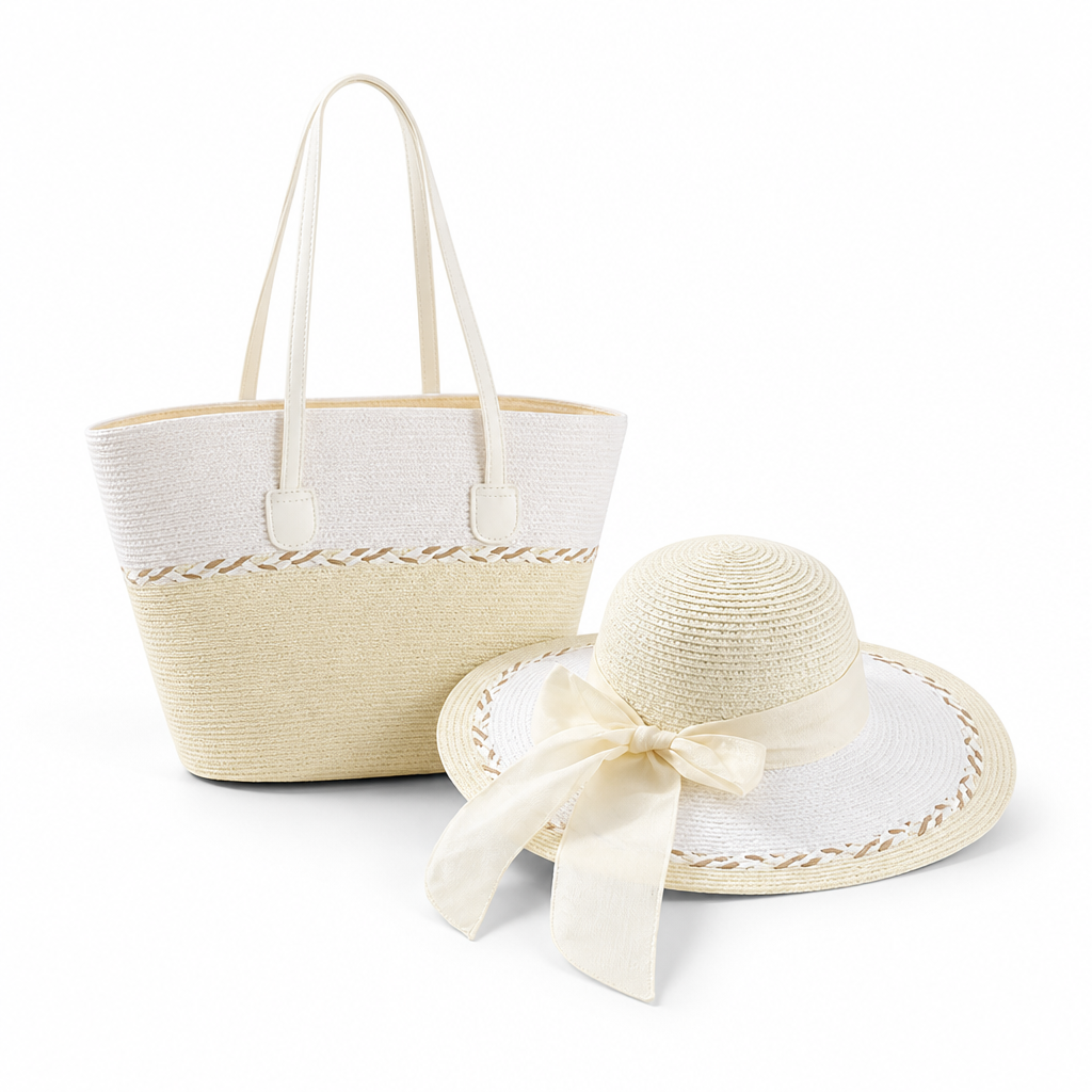 Wide-Brim UV-Protective Sun Hat & Beach Tote