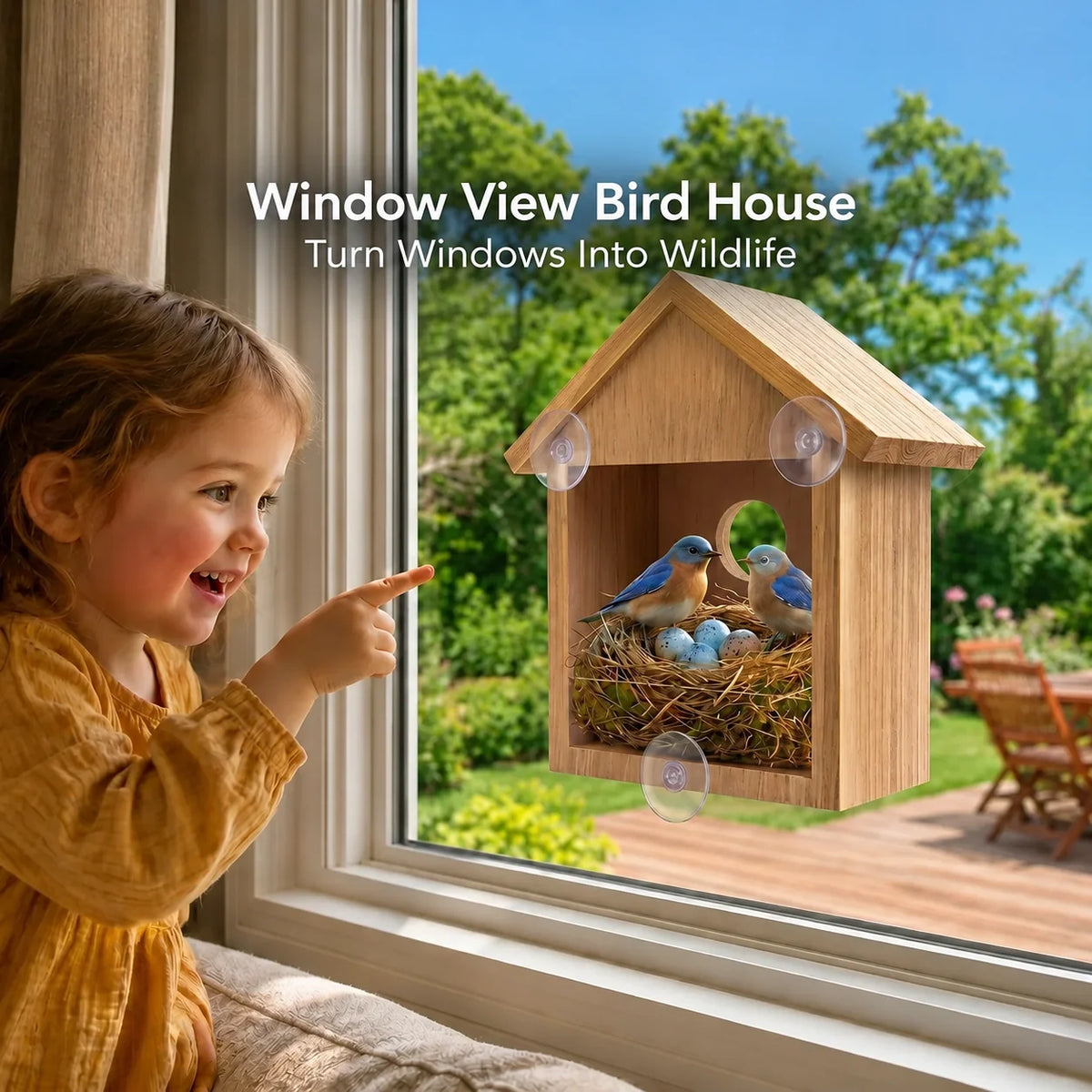 Window Bird Feeder Suction Cup Mount Easy-Clean Design