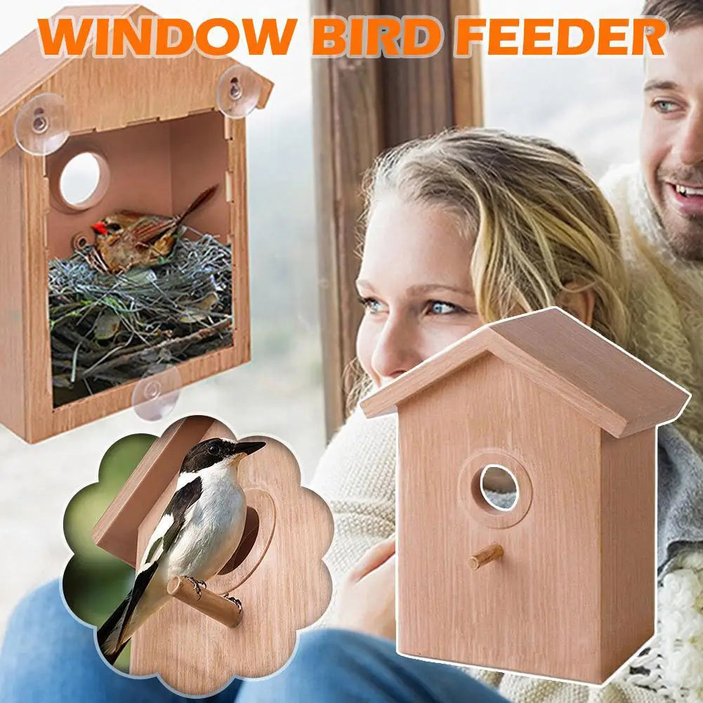 Window Bird Feeder Suction Cup Mount Easy-Clean Design