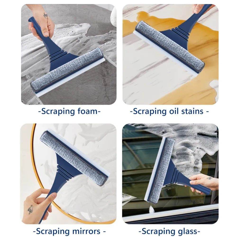 Window Cleaner Telescopic Handle Microfiber Scrubber & Squeegee