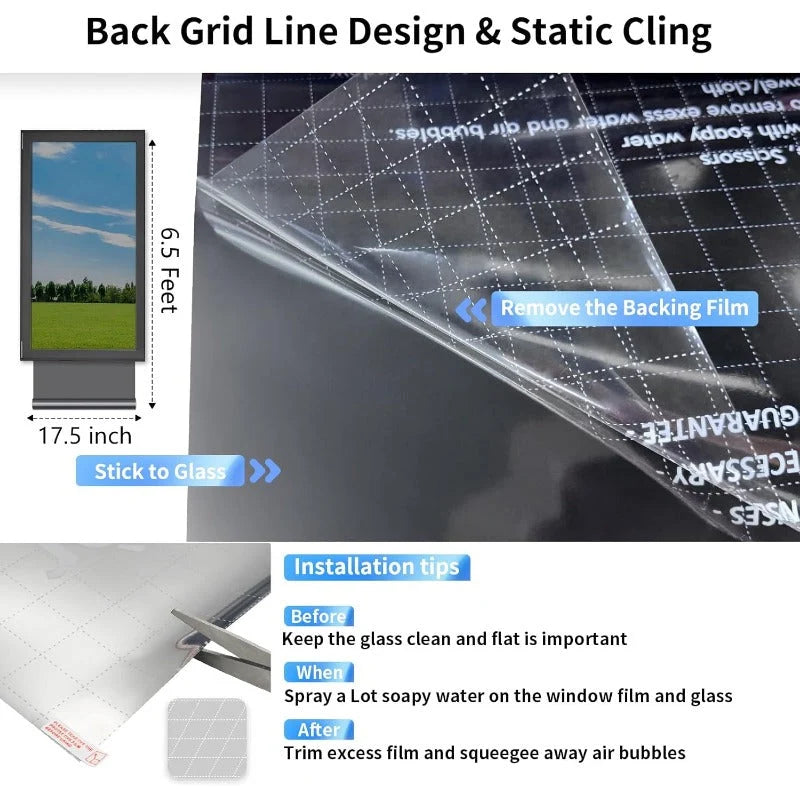 Window Film Mirror Privacy Static-Cling UV & Heat Blocking