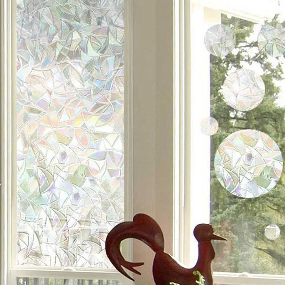Window Film Prismatic Rainbow Repositionable 96 Percent UV Blocking