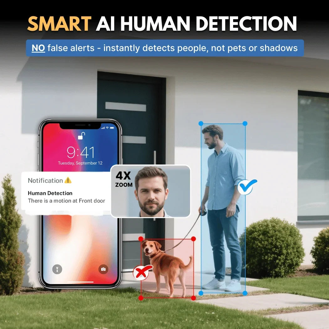 Window-Mounted Security Camera 2K Human Detection Night Vision