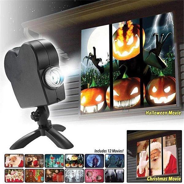 Window Projector Set Holiday Films Screen & Tripod