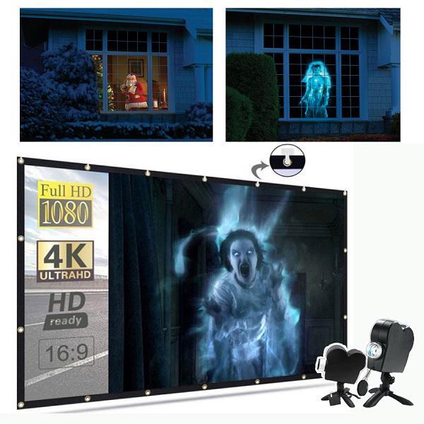 Window Projector Set Holiday Films Screen & Tripod