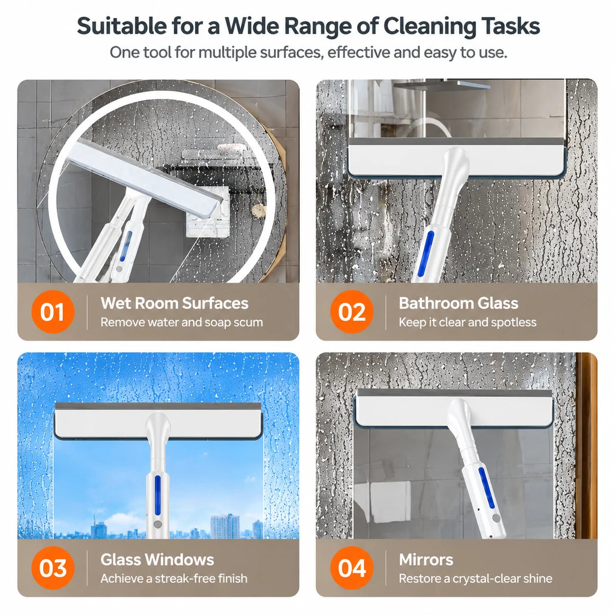 Window Squeegee Built-In Spray Extendable Handle