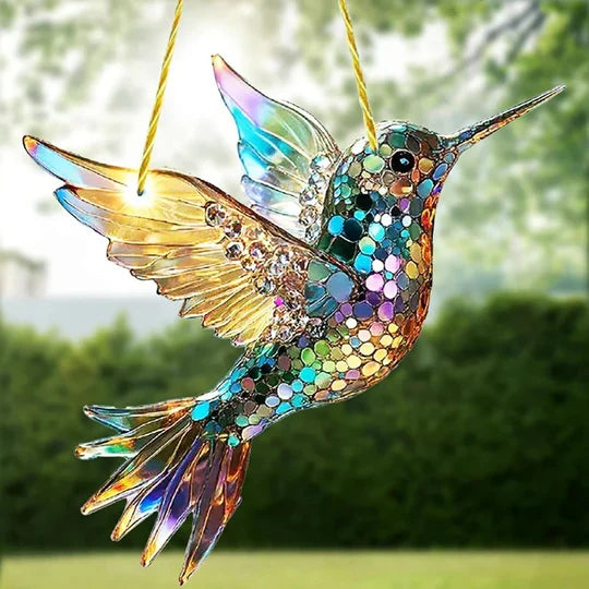 Window Suncatcher Bird Shape Multicolor Reflective Hanging Chain