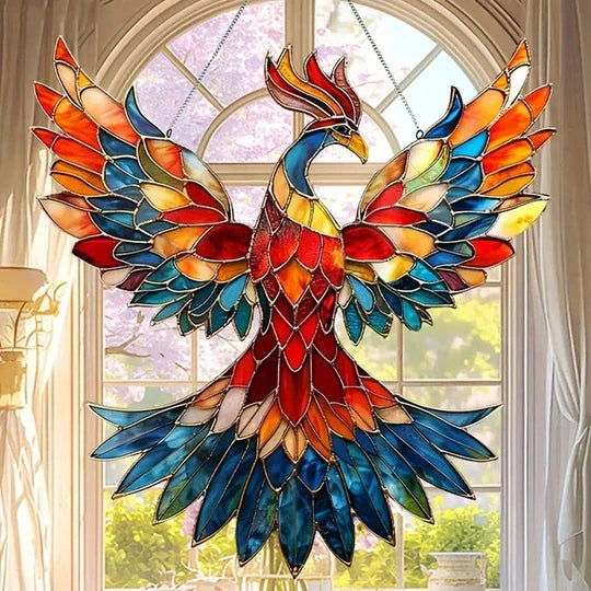 Window Suncatcher Bird Shape Multicolor Reflective Hanging Chain