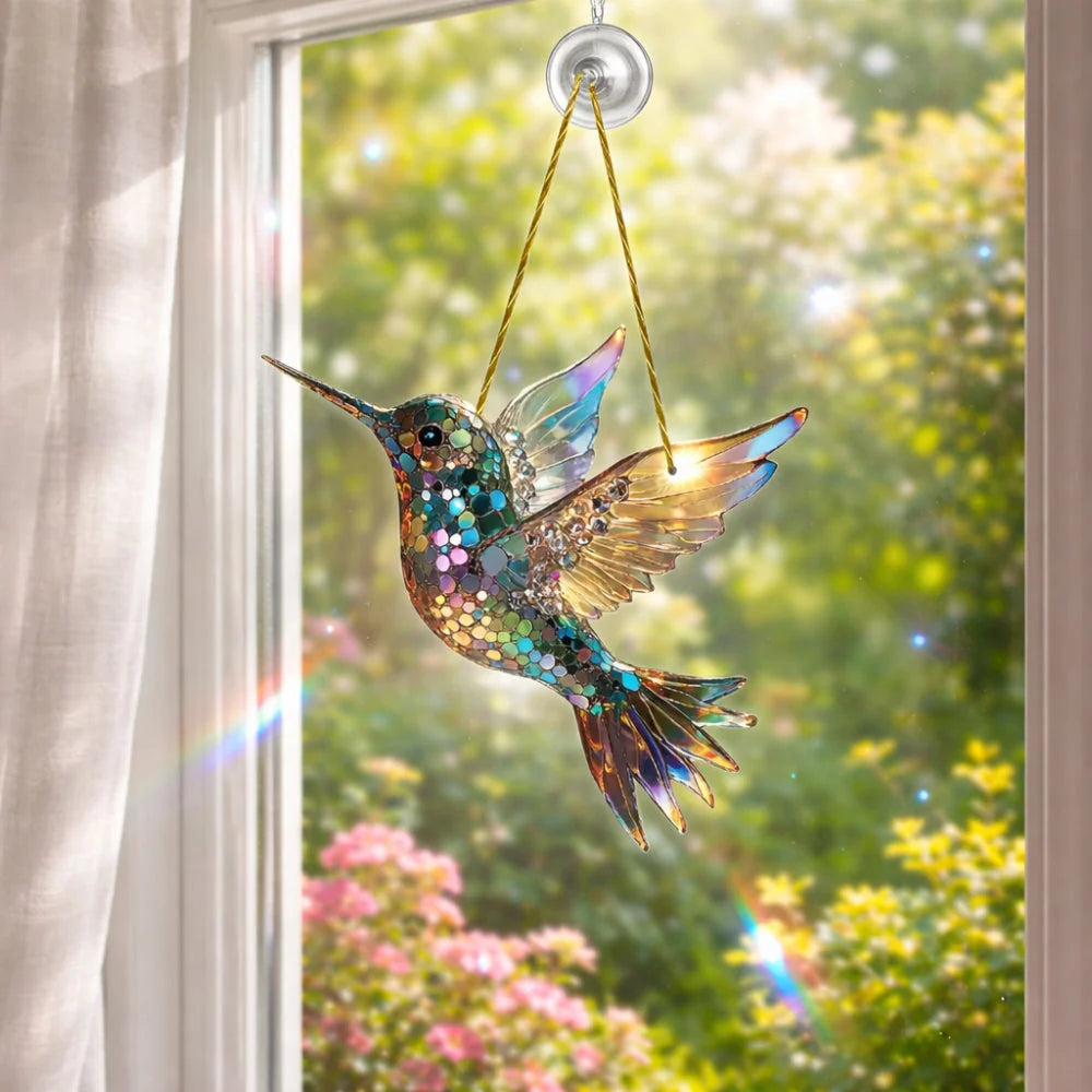 Window Suncatcher Hummingbird Multicolor Ready To Hang