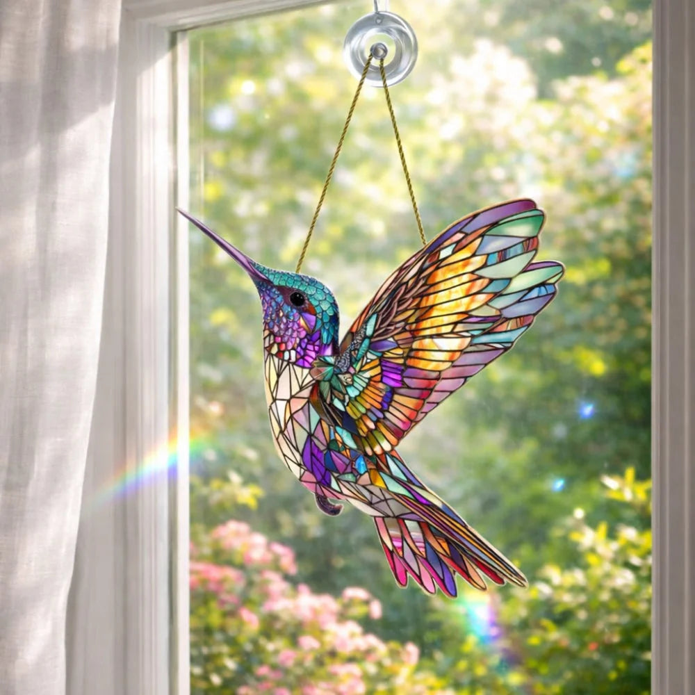 Window Suncatcher Hummingbird Multicolor Ready To Hang