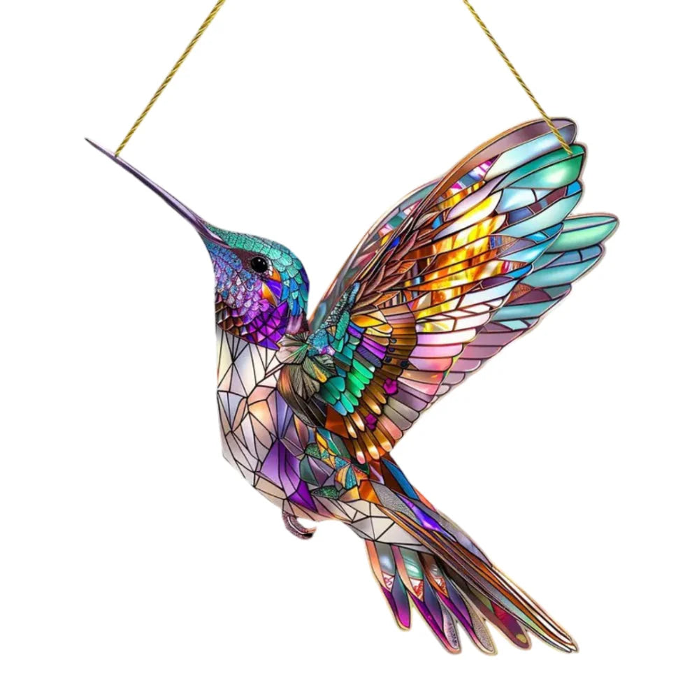 Window Suncatcher Hummingbird Multicolor Ready To Hang