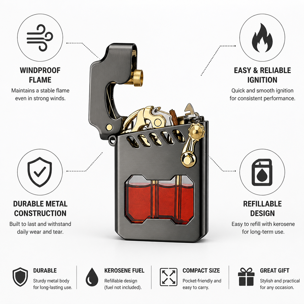 Windproof Metal Refillable Lighter
