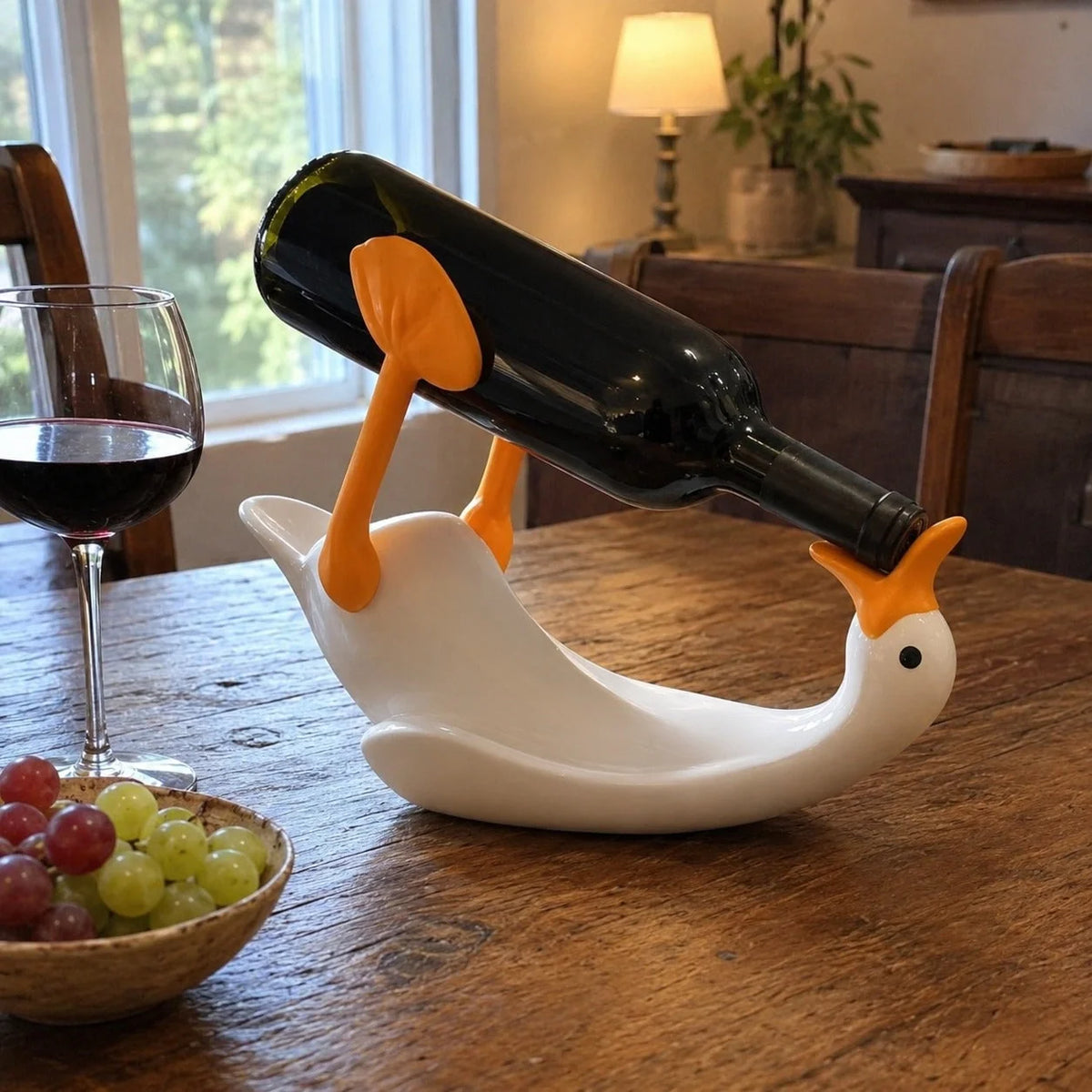 Wine Bottle Holder Balancing Goose Resin Tabletop Decor