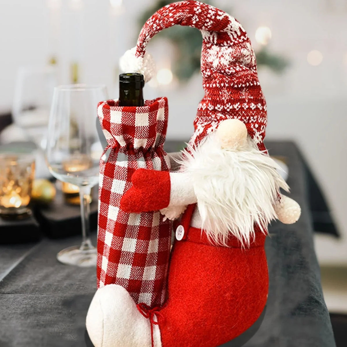 Wine Bottle Holder Santa Plush Soft & Durable Fabric