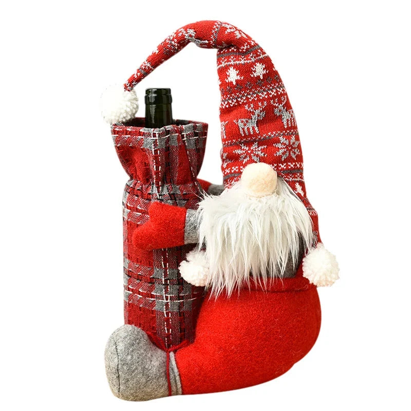 Wine Bottle Holder Santa Plush Soft & Durable Fabric