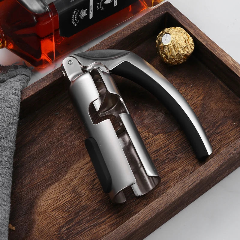 Wine Bottle Opener Lever-Action Stainless Steel with Foil Cutter