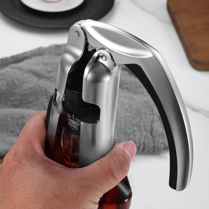 Wine Bottle Opener Lever-Action Stainless Steel with Foil Cutter