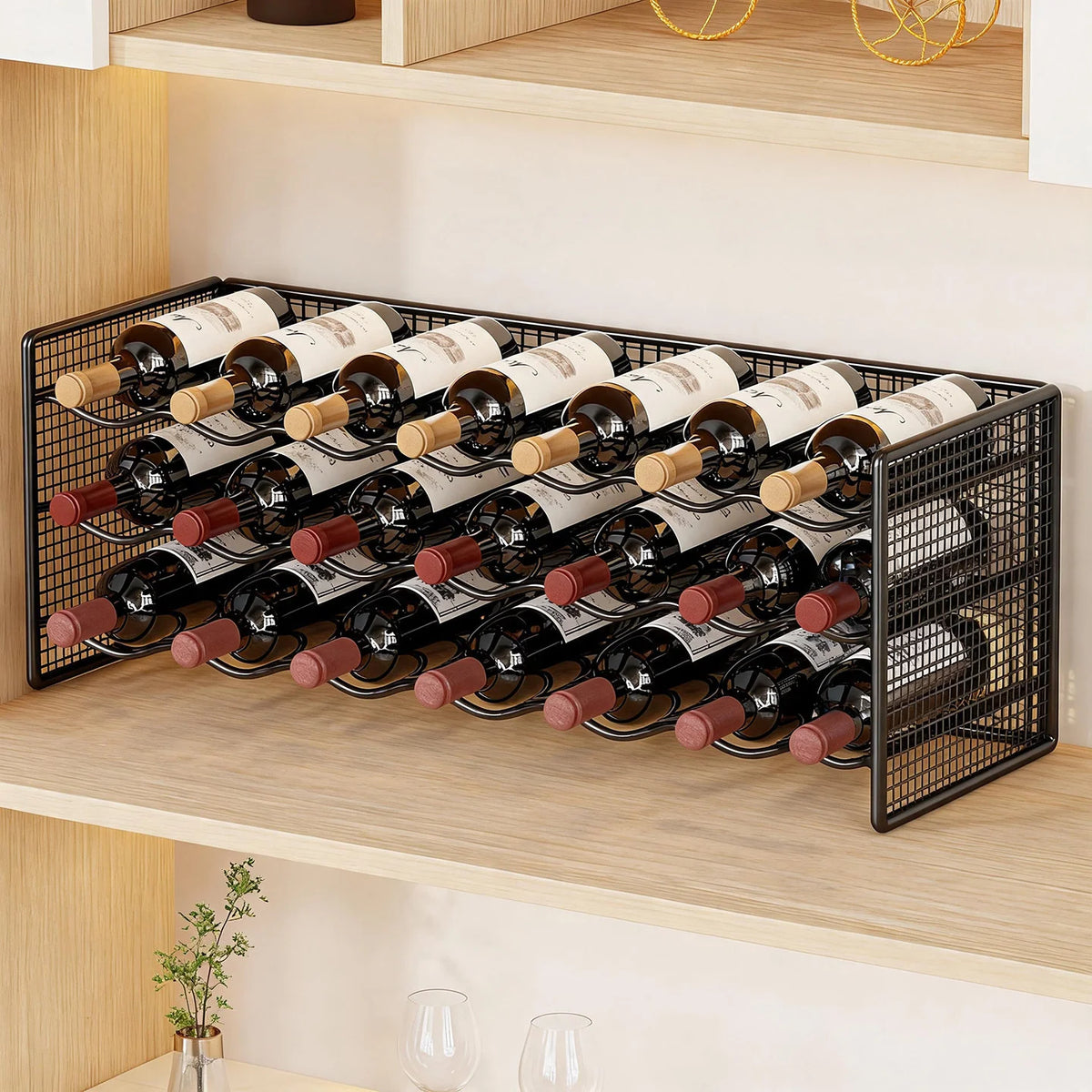 Wine Bottle Rack Powder-Coated Iron Non-Slip Feet