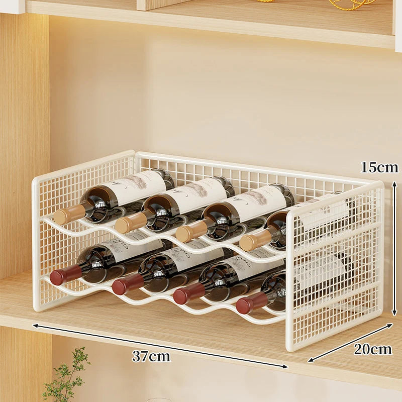 Wine Bottle Rack Powder-Coated Iron Non-Slip Feet